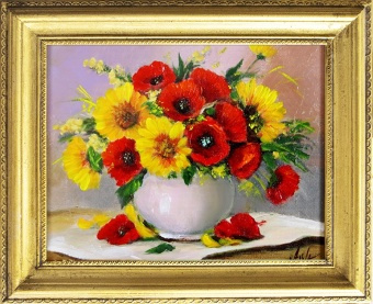 Gemischter Blumenstrauß-Ölgemälde handgemalt Leinwand+Rahmen Sygniert 27x32cm,cena 39,99e http://www.go-bi.pl/produkty/g16785-obraz-g16785.html