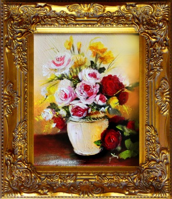 Gemischter Blumenstrauß-Ölgemälde handgemalt Leinwand+Rahmen Sygniert 27x32cm,cena 39,99e http://www.go-bi.pl/produkty/obraz-03689.html